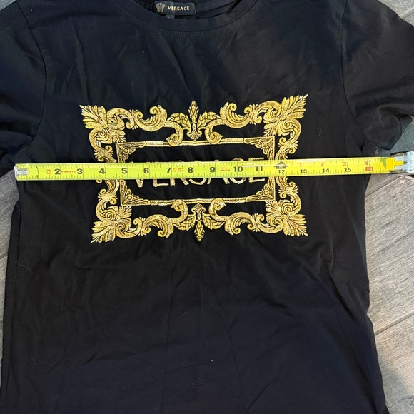 Versace Ornate Embroidered Sequin Black and Gold Logo Tee - Picture 10 of 10
